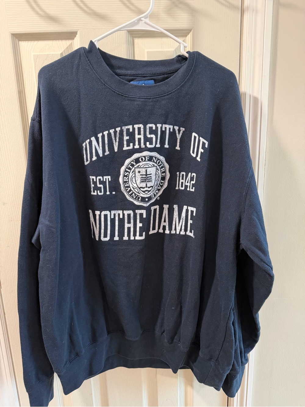 Blue 84 Navy University of Notre Dame Crewneck Sweatshirt with White Logo